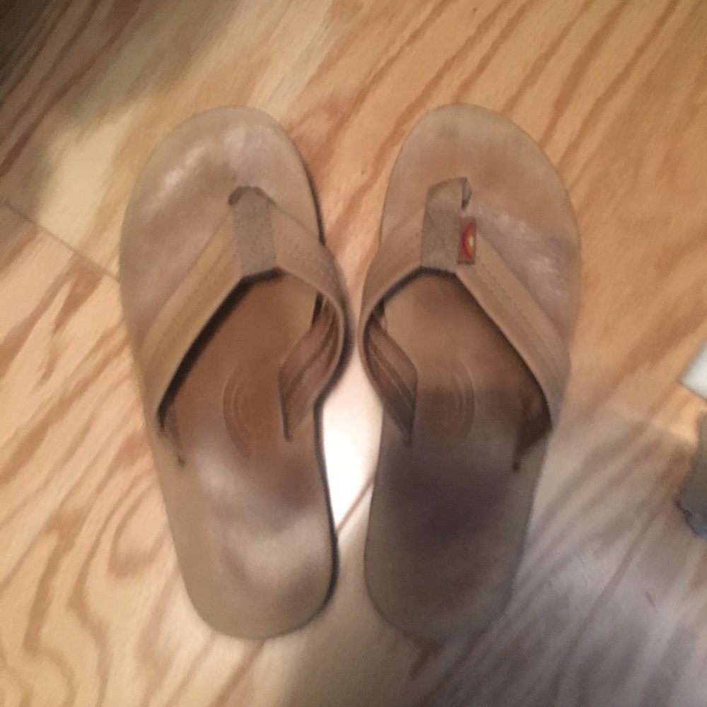 Beige Rainbow Flip Flops